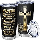 Equoza Pastor Appreciation Tumbler Pastor Gifts for Men Women 20oz Insulated Tumbler Stainless Steel Vacuum Travel Coffee Mugs with Lid, Thank You Gift for Pastors（Pack of 1）