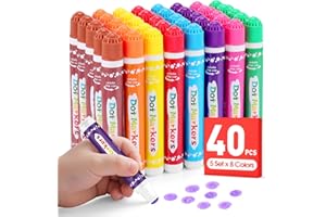 FUMILE 40 Pcs Dot Markers for Toddlers 1-3, 8 Colors Bingo Daubers Bulk for Toddlers,Washable Bingo Markers,Bingo Supplies,Dot Paint for Painting Supplies Drawing Coloring and Art Crafts