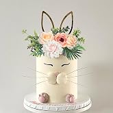 Easter Cake Topper Bunny Ears Flower Decorations for Easter Birthday | Easter Cake Topper Set with Bunny Ears, Flowers and Leaves, Easter, Bunny Theme Birthdays, Easter Theme Party, Rabbit Party