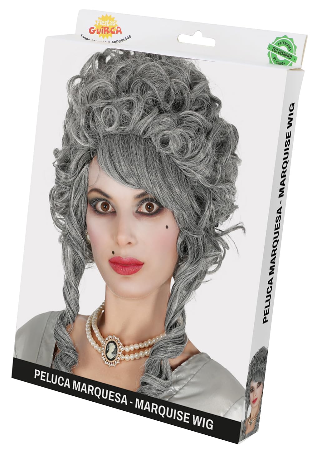 FIESTAS GUIRCA | Marchioness Grey Wig (One Size) - Fancy Dress Accessory for Halloween and Carnival - Ideal for Period Parties and Themed Celebrations - Adult Women - Grey