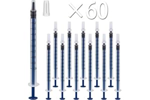 60PCS 1ML Plastic Syringe with Cap Sterile Disposable Syringe Tools without Needles for Scientific Labs Feeding Pet Measuring
