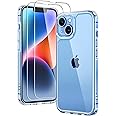TAURI 3 in 1 for iPhone 14 Case Clear, [Not Yellowing] with 2X Screen Protectors, [Military-Grade Drop Protection] Shockproof Slim 14 Cover 6.1 Inch