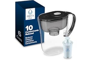 Brita Small 6 Cup Water Filter Pitcher, 1 BritaPlus Filter, Metro, Black (Package May Vary)