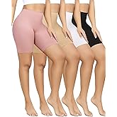 4 Pack Slip Shorts for Under Dresses Anti Chafing Underwear Seamless Comfortable Smooth Yoga Biker Workout Shorts