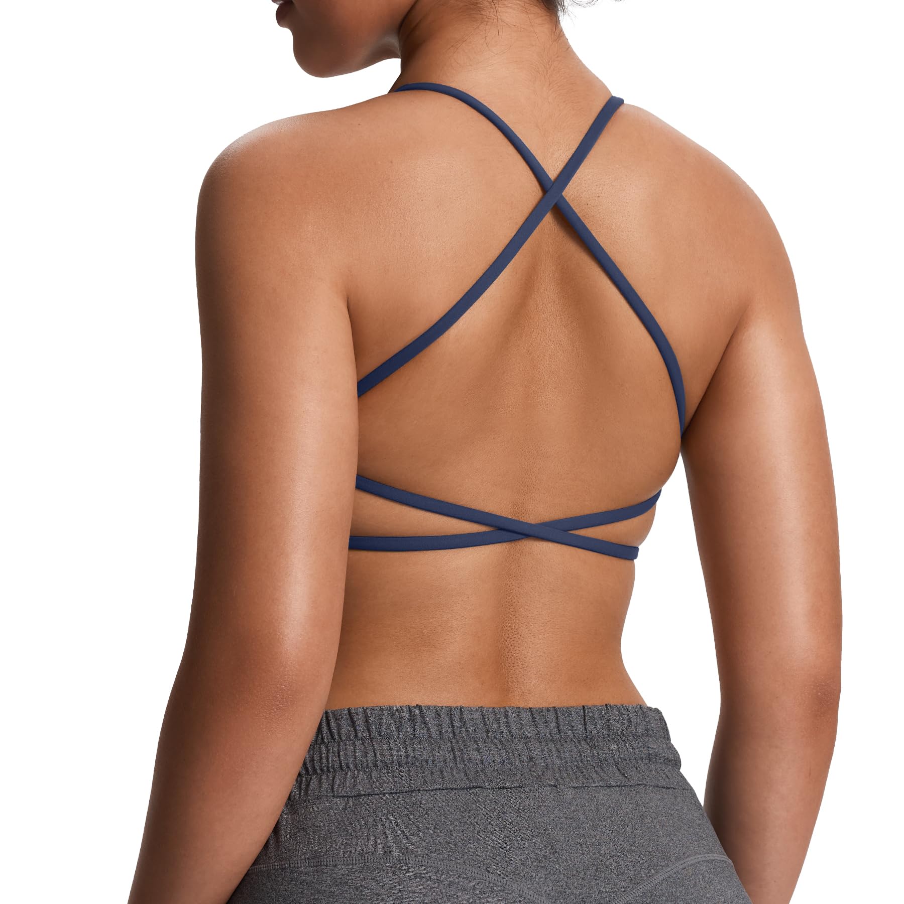 Photo 1 of Aoxjox Women's Workout Sports Bras Fitness Ivy Low Impact Bra Yoga Crop Tank (Navy, Small)
