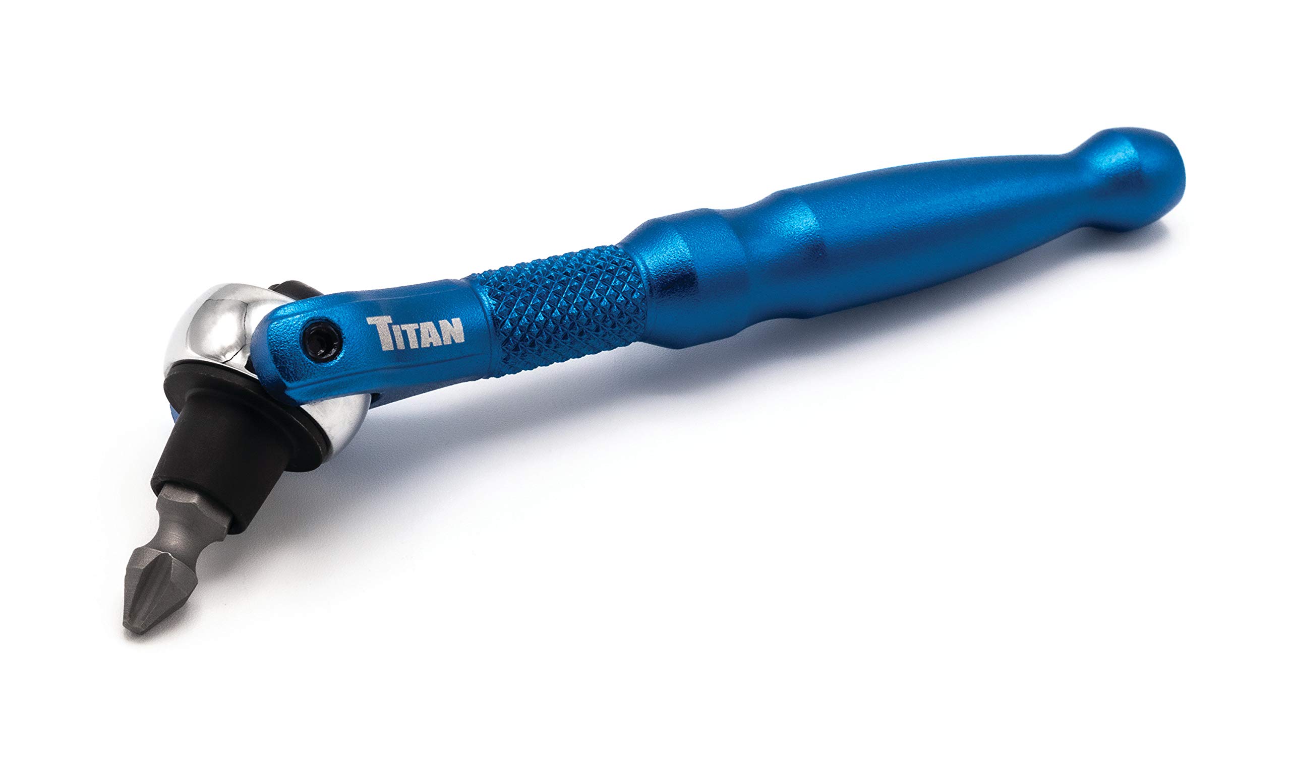Titan 11317 1/4-Inch Drive x 4-Inch Swivel Head Micro Ratcheting Bit Driver, Blue — image 1