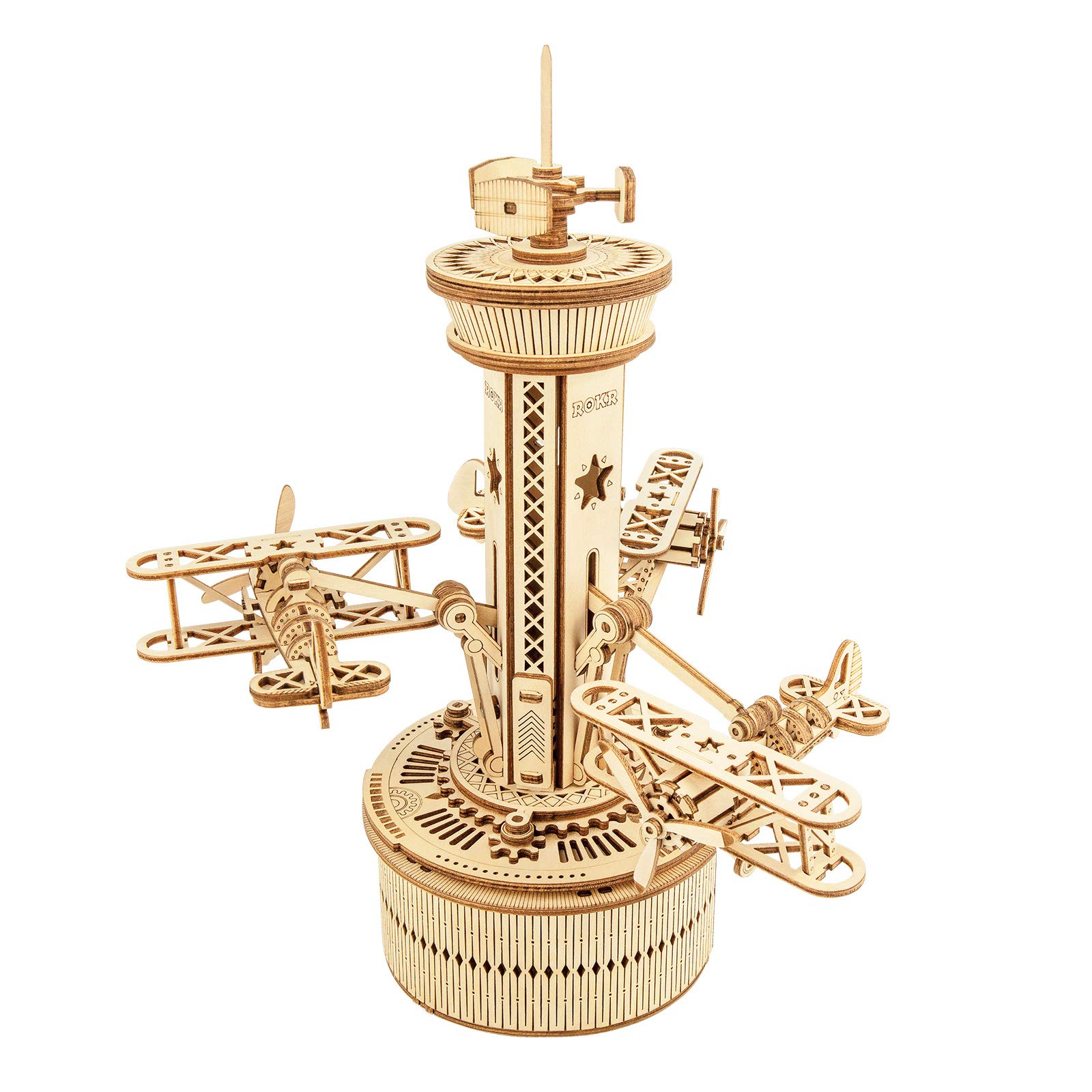 ROKR Wooden Model kit Airplane-Control Tower Model Wooden Puzzle Birthday Gifts For Teens and Adults