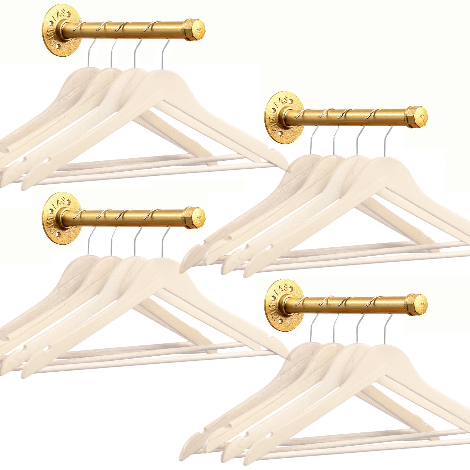 Photo 1 of *USED*
Industrial Golden Pipe Clothing Rack 14 Inch, 4 Pcs Gold Pipe Shelf Brackets, Wall Mounted Clothes Rack, Heavy Duty Vintage Metal Garment Bracket for Wardrobe Clothes Display