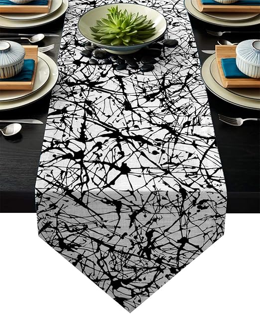 Amazon Com Libaoge Coffee Table Runner Abstract Casual Black And