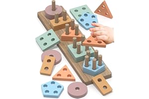 Walenced Montessori Toys for 1 2 Year Old Girl Boy, Toddler Toys 1 2 Year Old Girl Boy Birthday Gifts, Education Toddler Puzzles for Wooden Stacking Block Ages 1-3 2-4