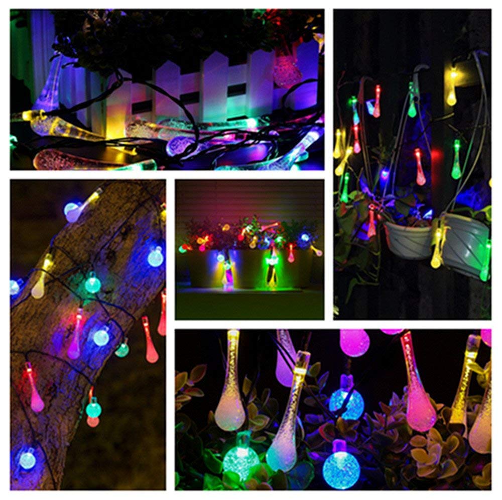 ifOlife Solar String Lights Outdoor Raindrop Lights Solar Power Decoration Twinkle Lights 30Led 21Foot Waterproof Patio Lights for Decor C Wedding Birthday Party Garden Corridor(Colorful)