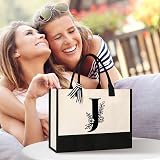 Tecanne Personalized Initial Canvas Tote Bag 17x11.8x7.8 Natural Cotton view 7
