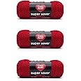 Red Heart Super Saver Metallic red Yarn - 3 Pack of 5oz/142g - Acrylic - 4 Medium (Worsted) - 255 Yards - Knitting/Crochet