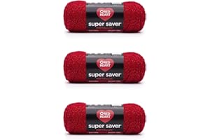 Red Heart Super Saver Metallic red Yarn - 3 Pack of 5oz/142g - Acrylic - 4 Medium (Worsted) - 255 Yards - Knitting/Crochet