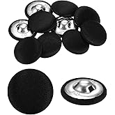 HARFINGTON 10pcs Fabric Cloth Buttons 1" Round Sewing Button with Shank Fabric Covered Buttons for Jacket Coat Shirt Suits Bridal, Black