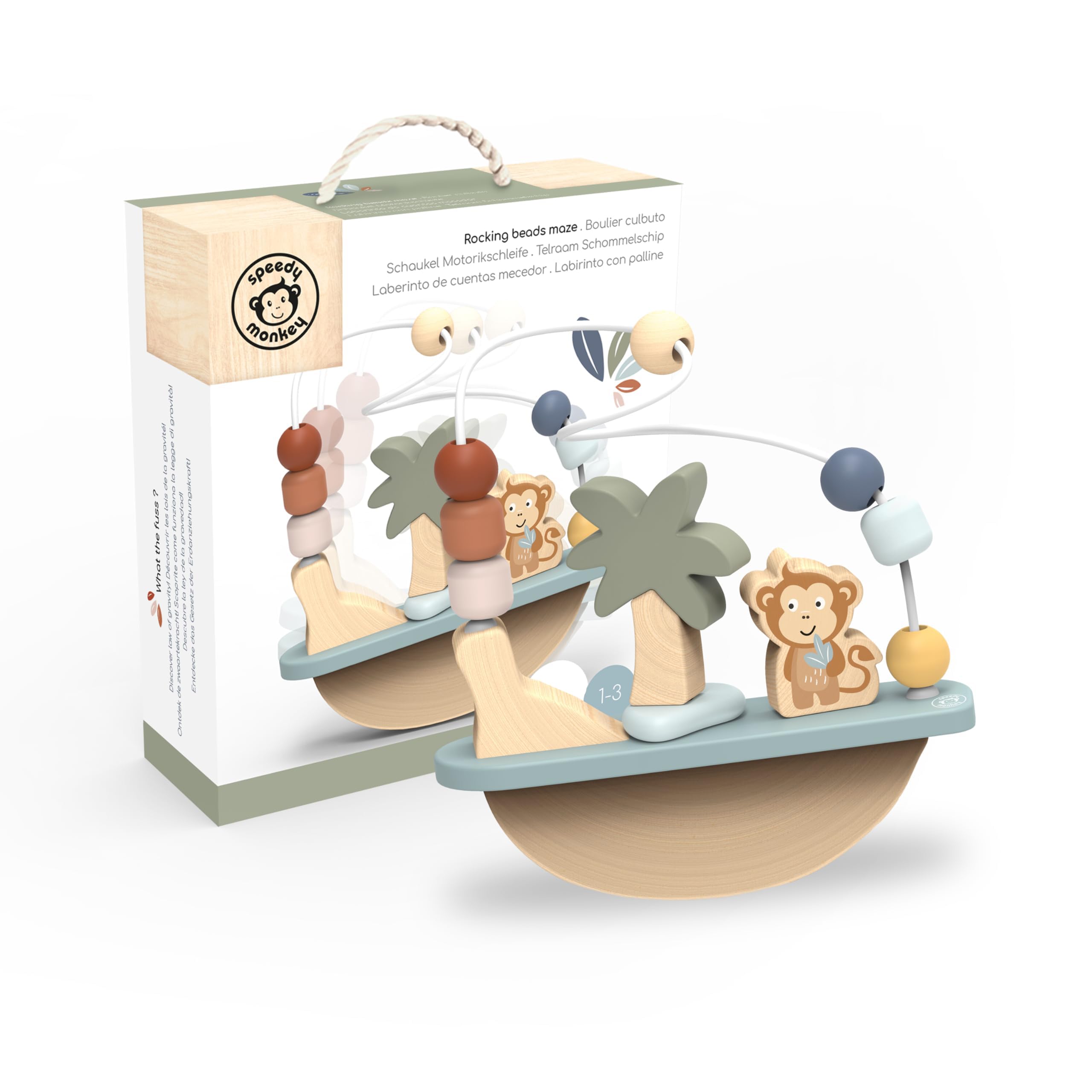 SPEEDY MONKEY Rocking Beads Maze - Fun Baby Toys for Curious Minds, Perfect 1 Year Old Boy Toys & 1 Year Old Girl Gifts | FSC Certified Wood | Non-Toxic Paint | Develops Dexterity | Soft Colours