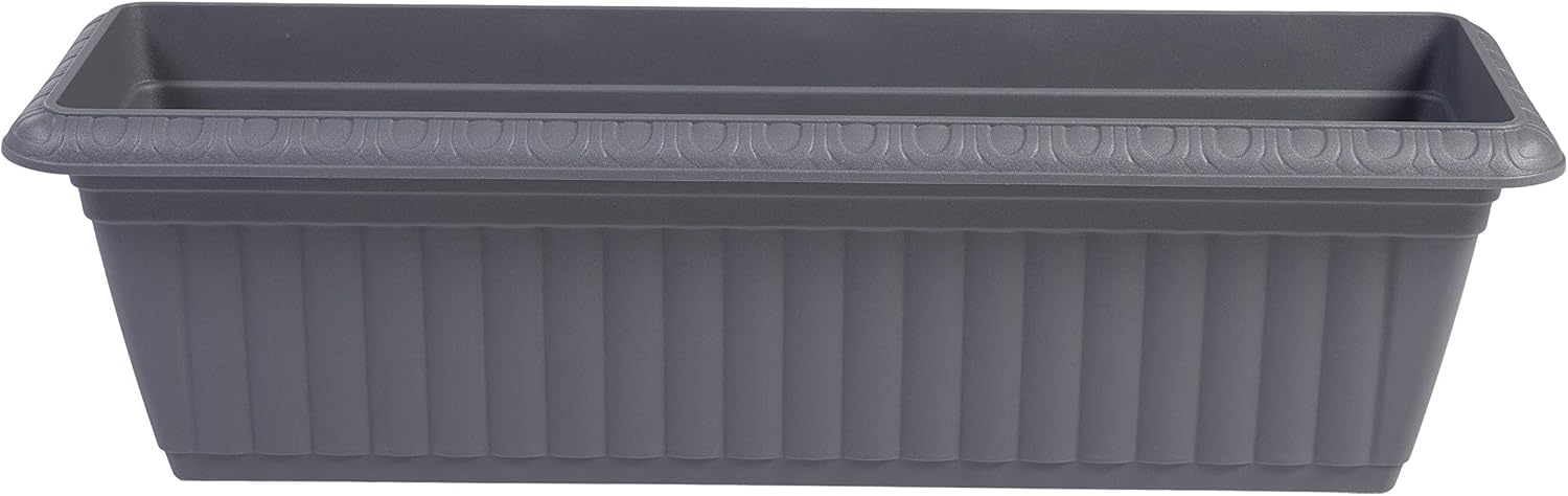Iris Ohyama, Slim Planter with Water Supply - Slim Planter Relief - 610, Plastic, Gray, Large, 61 x 20 x 17.2 cm - Image 3