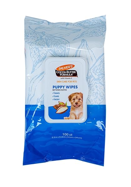 PALMER’S COCOA BUTTER PUPPY WIPES FOR BETWEEN BATHS | COCOA BUTTER WIPES FOR DOGS | PARABEN & PHTHALATE FREE DOG GROOMING WIPES FOR DOGS, PALMERS DOG BATH WIPES, 100CT