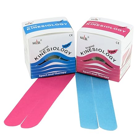 NASARA Kinesiologie Tape 2er Set inkl. 2 vorgeschnittene Quick Strips