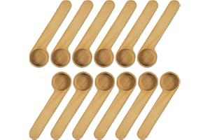 KVMORZE Wooden Coffee Scoop and Bag Clip, Tablespoon Wood Measuring Scoop with Bags Sealer, 2-In-1 Bags Sealer Measuring Spoon for Beans, Espresso Coffee, Tea (12)