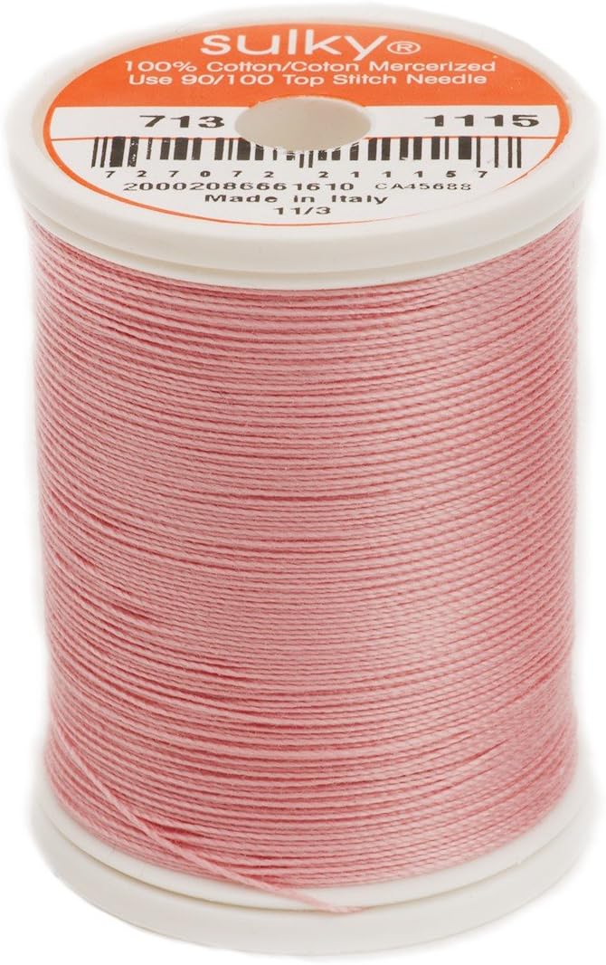 Sulky Of America 660d 12wt 2-Ply Cotton Thread, 330 yd, Light Pink