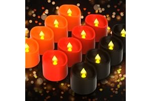 WarmEmbrace 12 Pack Flameless Candles, Battery Operated Candles, Tea Lights for Votive, Flickering Fake Candles,LED Candles for Wedding,Festival, Halloween(Three-Colour, Batteries Included)