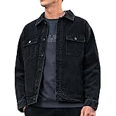 ZVX Denim Jacket Men Vintage Autumn and Winter Tops Mens Denim Trucker Jacket Black Small
