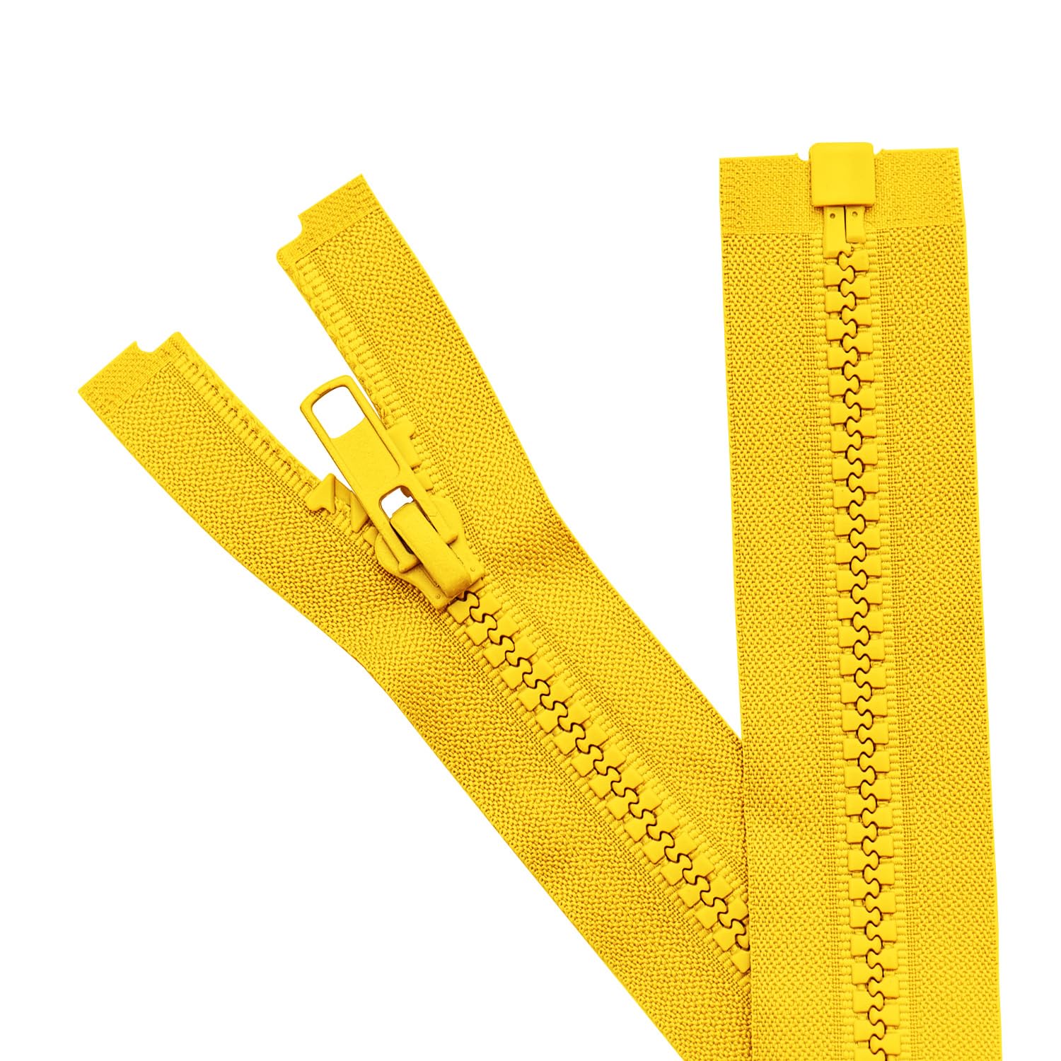 Sawoake 2PCS #5 30 Inch Separating Jacket Zippers for Sewing Coats Jacket Zipper Yellow Molded Plastic Zippers Bulk Tailor DIY Sewing Tools for Garment/Bags/Home Textile