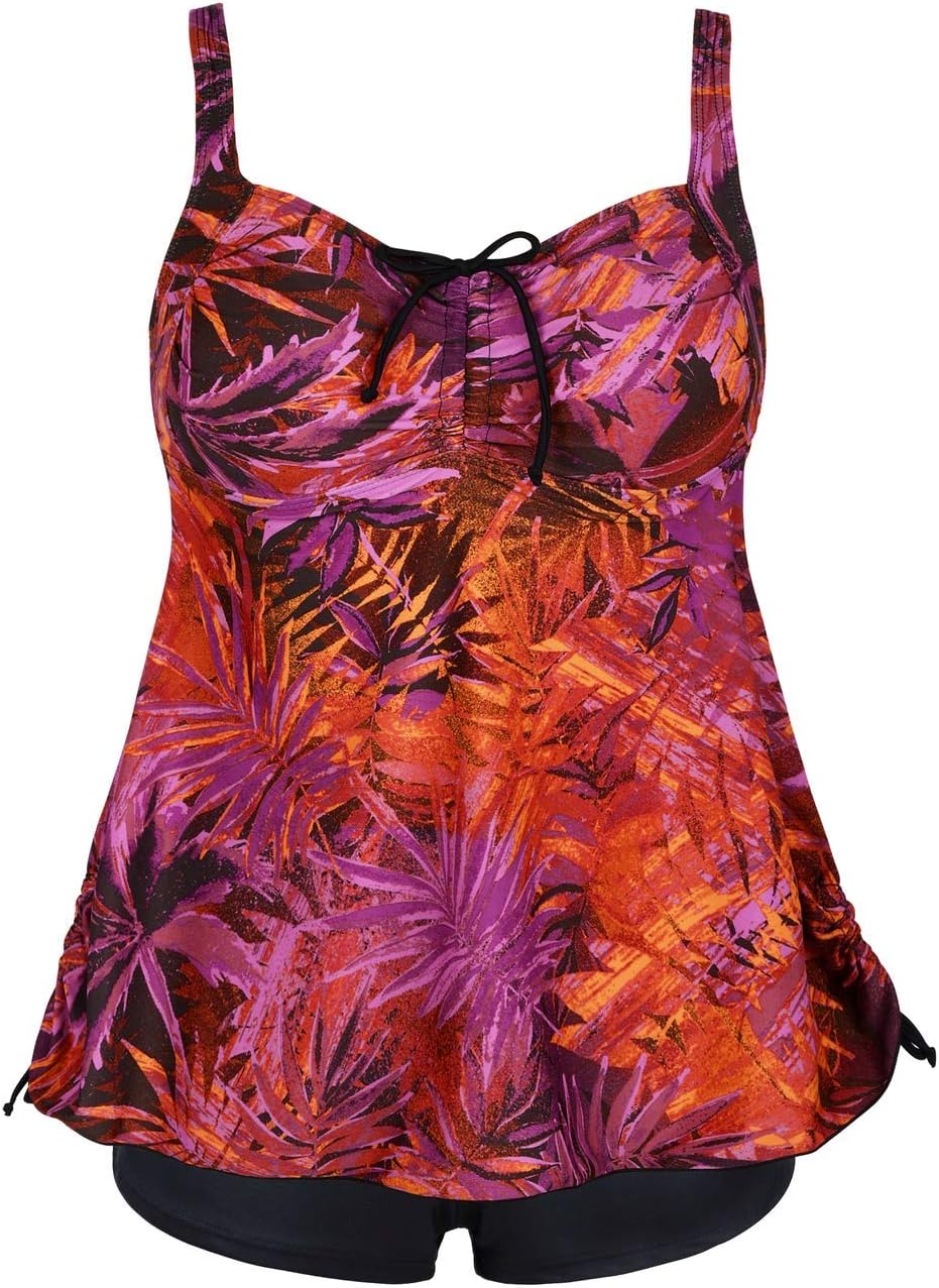 Septangle Women Plus Size Bathing Suits Paisley Print Two Piece Swimsuit