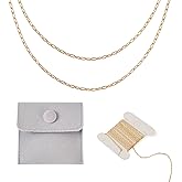 PH PandaHall 1M 14K Gold Filled Permanent Jewelry Chains Gold Paperclip Chains Bracelet Necklace Welded Golden Oval Link Chains for Jewelry Making with 1Pc Square Velvet Jewelry Bags