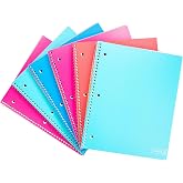 Yoobi College Ruled 8 x 10.5&rdquo; Spiral Notebook Set &ndash; Bulk 6-Pack of 1 Subject Notebooks &ndash; Perfect Addition &ndash; 100 Perforated 3-Hole Punched Sheets, For School, Office &amp; Home