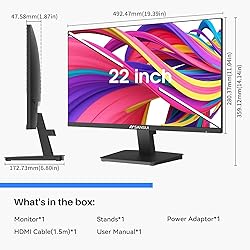 SANSUI Monitor 22 inch 1080p FHD 75Hz Computer