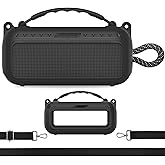 XEGIMOR Silicone Cover Case for Bose SoundLink Plus Portable Bluetooth Speaker, Soft Silicone Case with Carrying Handle and Shoulder Strap (Black)