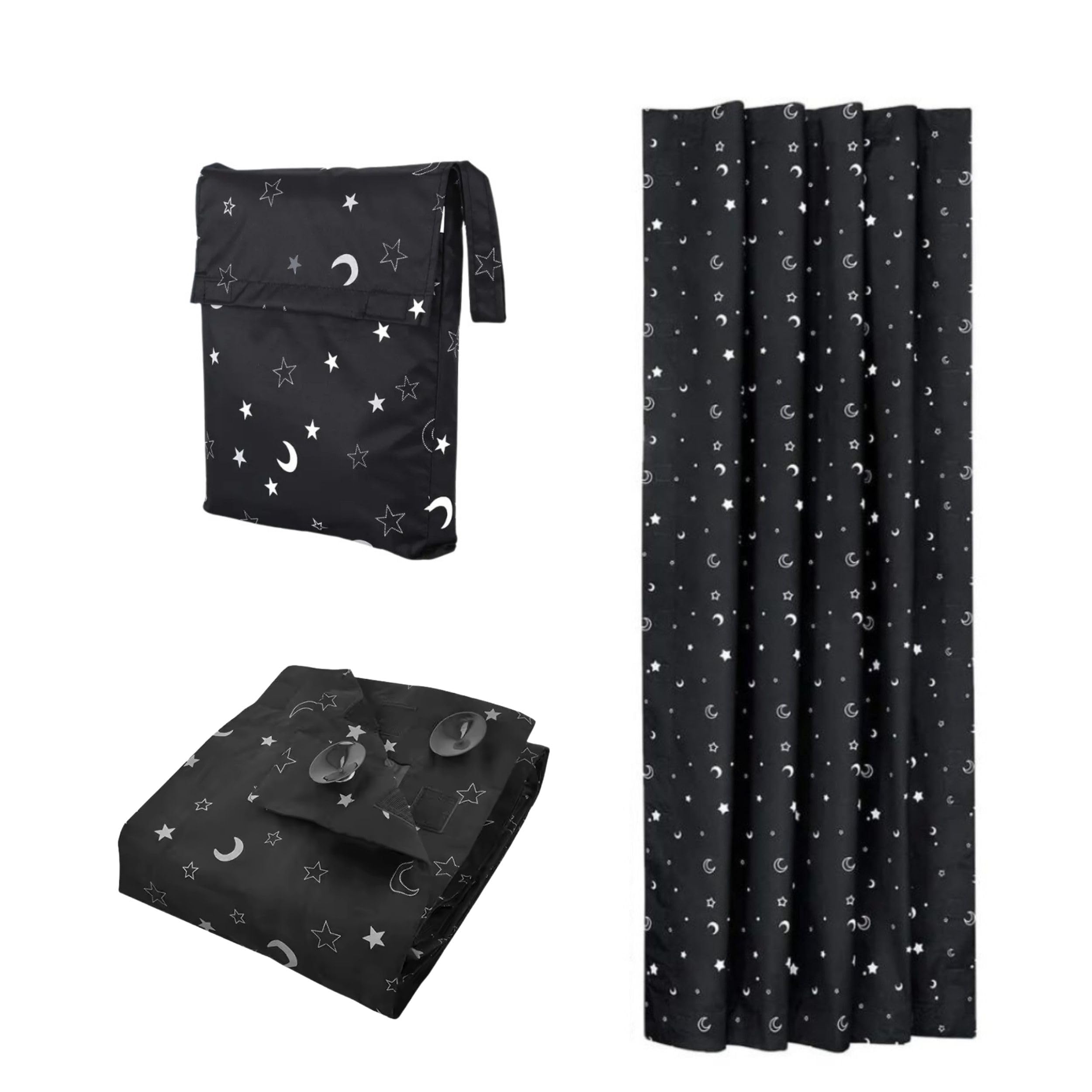 Portable Blackout Blinds with Suction Cups, Adjustable & Resizable Temporary Blackout Curtains, 100% Light Blocking Stick-On Blinds for Windows, Bedrooms, Nurseries, Travel, RVs, 130x200cm