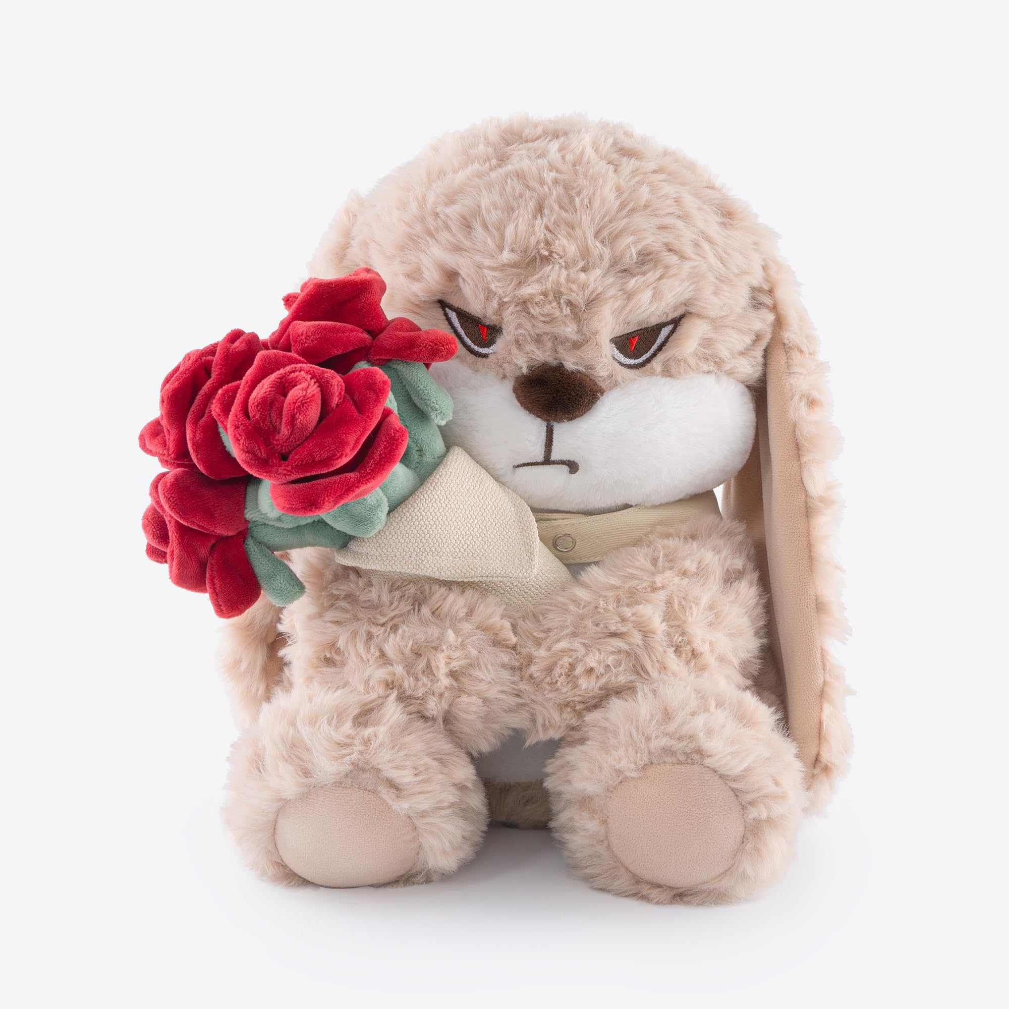 View 1 of 11.4" Adorable Bunny Plush Stuffed Animal - Hugging Rose Bouquet, Ultra-Soft Cuddly Toy, for Girls, Kids, Valentine's Day (Brown/Red)-A Surprise That Never Fades