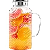 Hannadepot Glass Pitcher, 3.5L/118 oz Glass Water Pitcher with Lid and Spout, Heat/Cold Resistant Borosilicate Glass Water Carafe for Coffee, Juice and Homemade Beverage