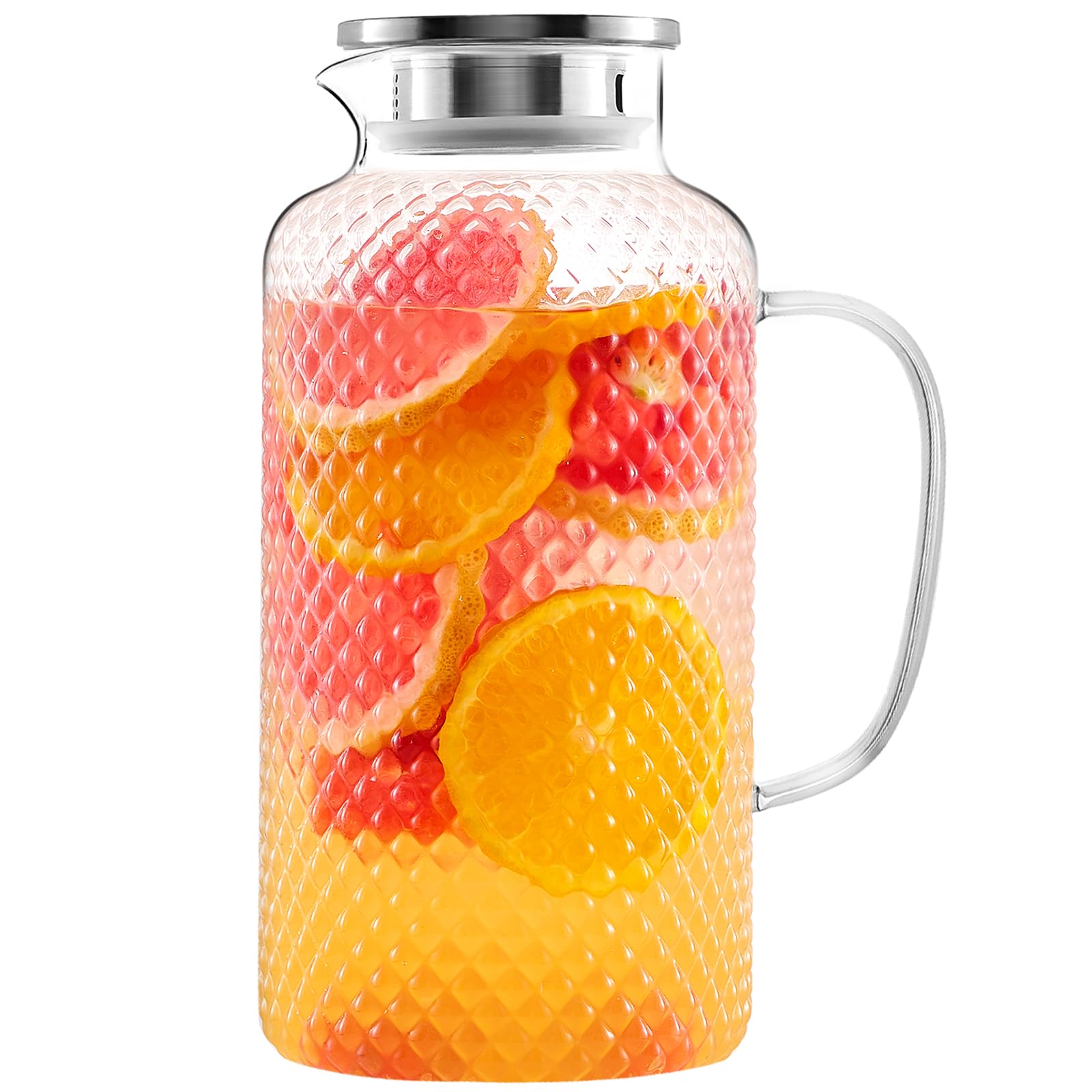 View 1 of (MISSING LID ) Hannadepot Glass Pitcher, 3.5L/118 oz Glass Water Pitcher with Lid and Spout, Heat/Cold Resistant Borosilicate Glass Water Carafe for Coffee, Juice and Homemade Beverage