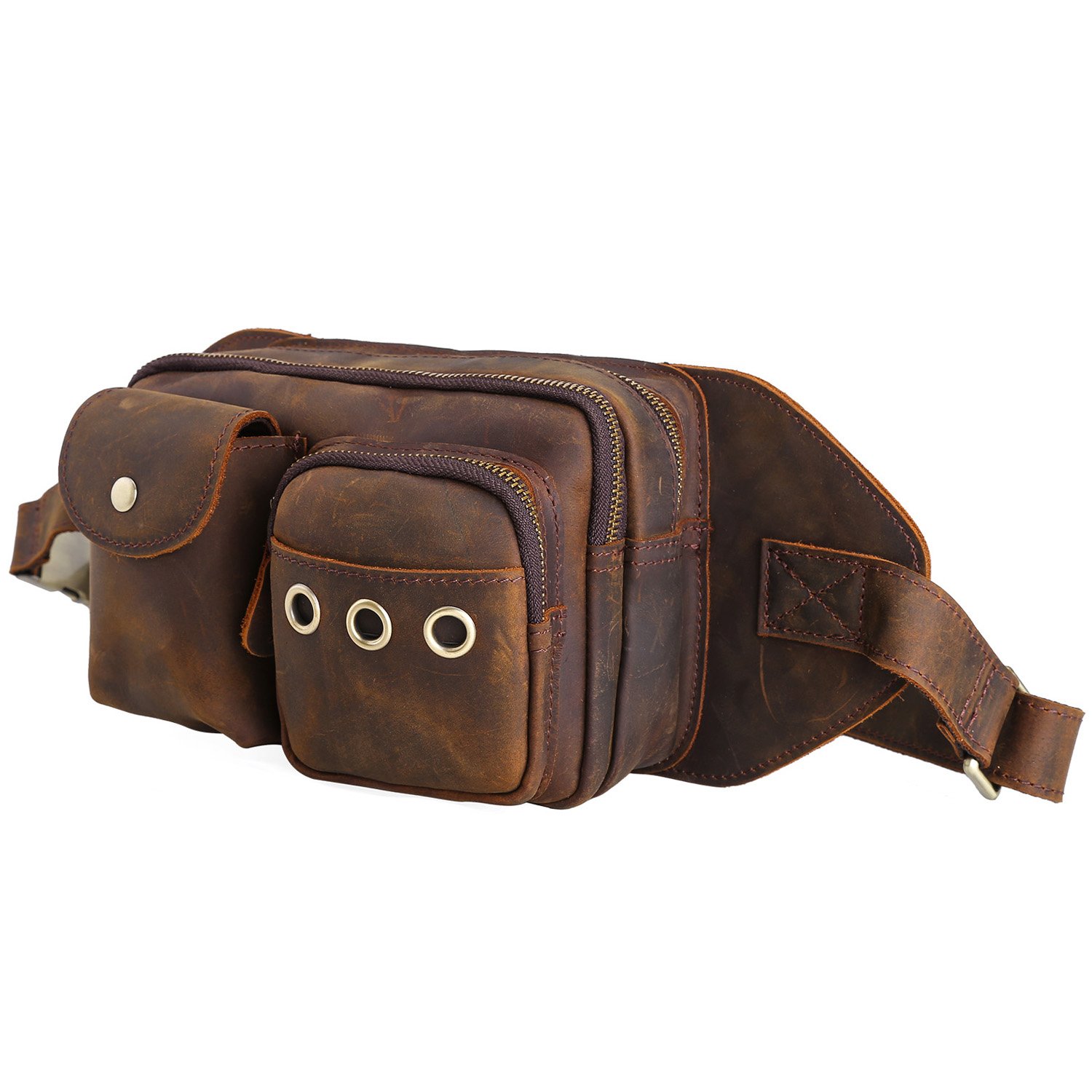 Polare Thick Crazy Horse Leather Chest Pack Fanny Pack Waist Pack