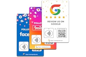 ONE TAP ONLY Social Review Tap Card | Review QR Code | Contactless review card | NFC Tap Card | Unlimited Use nfc Cards… (3-Pack Social Cards)
