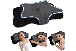 QIUBABYO Pain Relief Cervical Pillow for Neck Support, Adjustable Ergonomic Pillow Cozy Sleeping, Odorless Orthopedic Memory Foam Pillows, Contour Bed Pillow for Side Back Stomach Sleeper-King Size