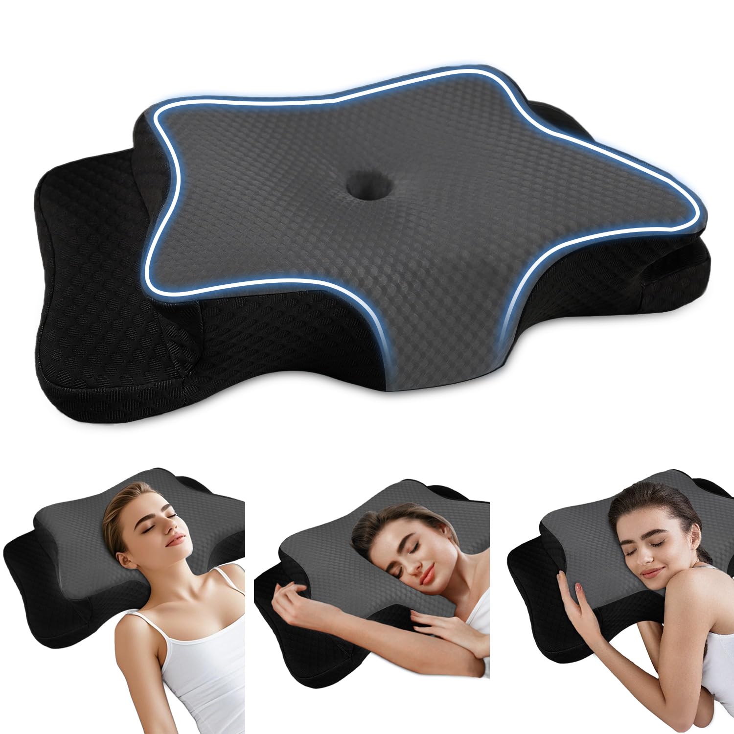 Photo 1 of Pain Relief Cervical Pillow for Neck Support, Adjustable Ergonomic Pillow Cozy Sleeping, Odorless Orthopedic Memory Foam Pillows, Contour Bed Pillow for Side Back Stomach Sleeper