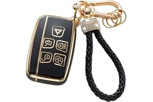 Gematay for Land Rover Jaguar Key Fob Cover, Key Case Compatible with Evoque Velar Sport Discovery Freelander2 LR4 Land Rover Sport Jaguar XF XJ XE F-PACE F-TYPE Smart Key Protector