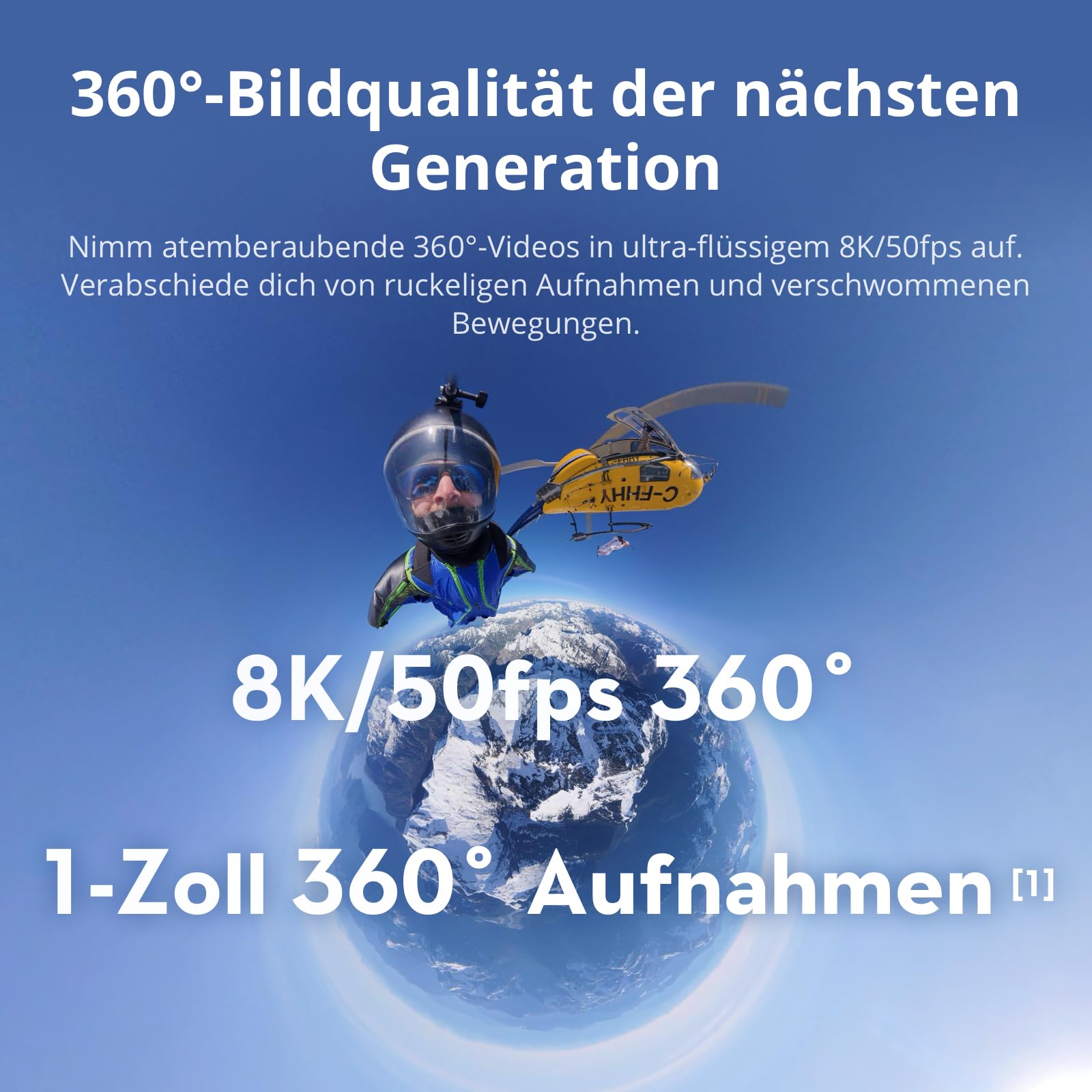 DJI Osmo 360 Essential Combo, 360 Kamera mit 1-Zoll 360° Aufnahmen, Natives 8K 360° Video, 1,2 m unsichtbarer Selfie-Stick-Kit, verlängerte Akkulaufzeit mit 2 Akkus 3