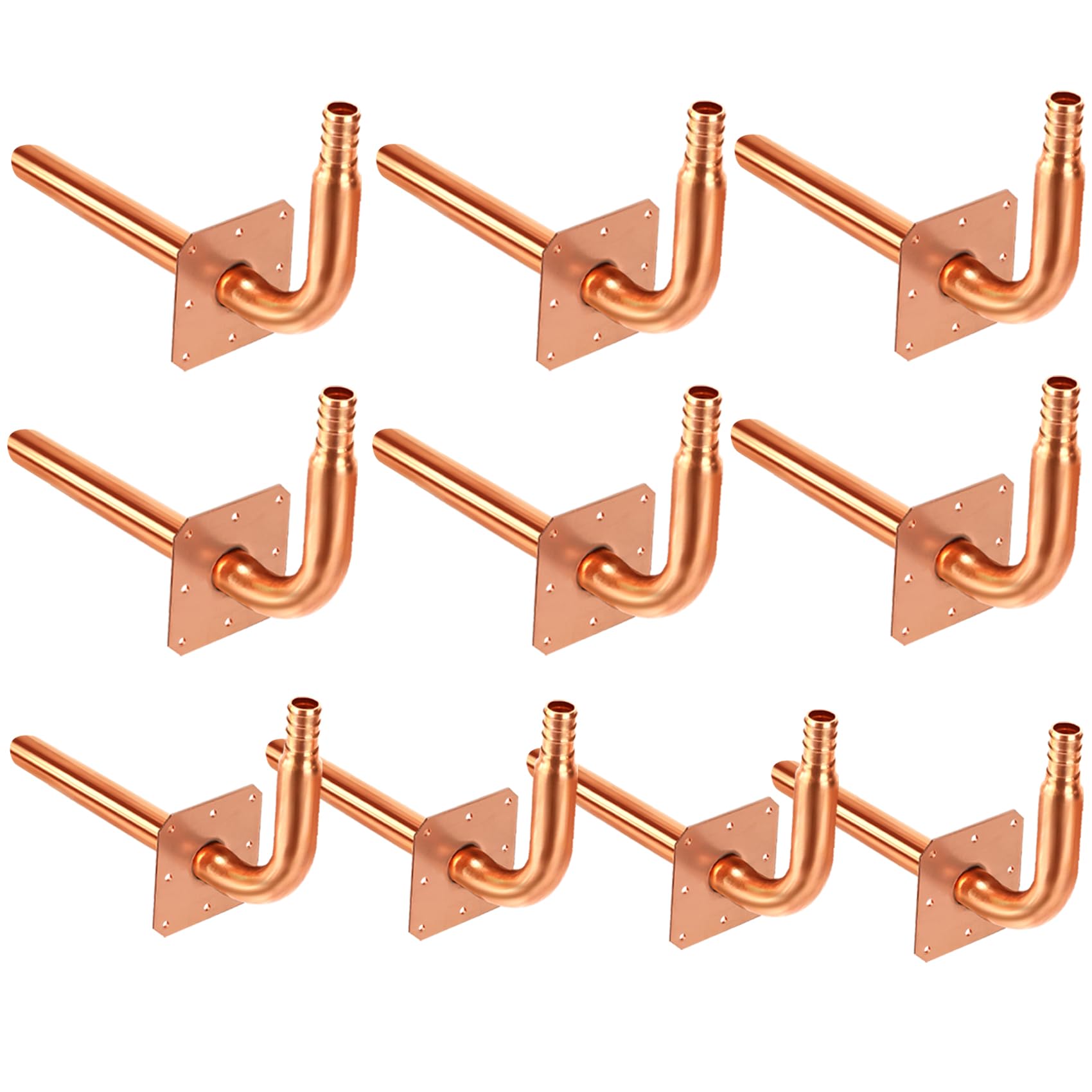 Photo 1 of 10 Packs Copper Pex Stub Out 1/2 inch,Stub Out PEXB and PEXC With Wall Flanges,Pex Fittings Elbow Copper Pipe Lead-Free,1/2" X 6" Plumbing Flange,Copper Pipe Flange