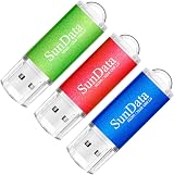 SunData 32GB USB Flash Drive 3 Pack USB 2.0 Memory Stick Thumb Drives w/ LED