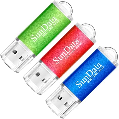 SunData 32GB USB Flash Drive 3 Pack USB 2.0 Memory Stick Thumb Drives w/ LED