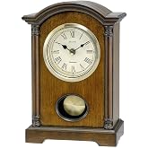 Bulova Dalton Chiming Pendulum Table Clock - Walnut Finish - Gold-Tone Accents