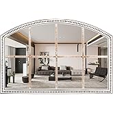 HOITUZYUS Farmhouse Windowpane Wall Mirror 28x42 Inch, Large Rustic White Wood Mirror Decorative for Living Room, Bedroom, En