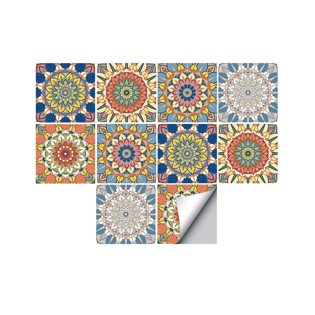 Floor Wall Tile Transfers Sticker for Home Decor, Peel & Stick self-Adhesive splashback, Tile Decals for Living Room Kitchen Bathroom Decor, 10 Pieces (TS023,20x20cm)