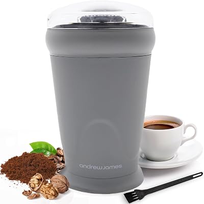 Andrew James Electric Coffee Grinder 150W Bean Nut Spices 70g Grey